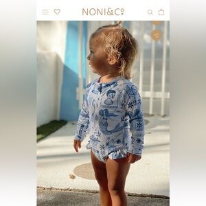 Kids' Blue White Long-Sleeve Rashguard